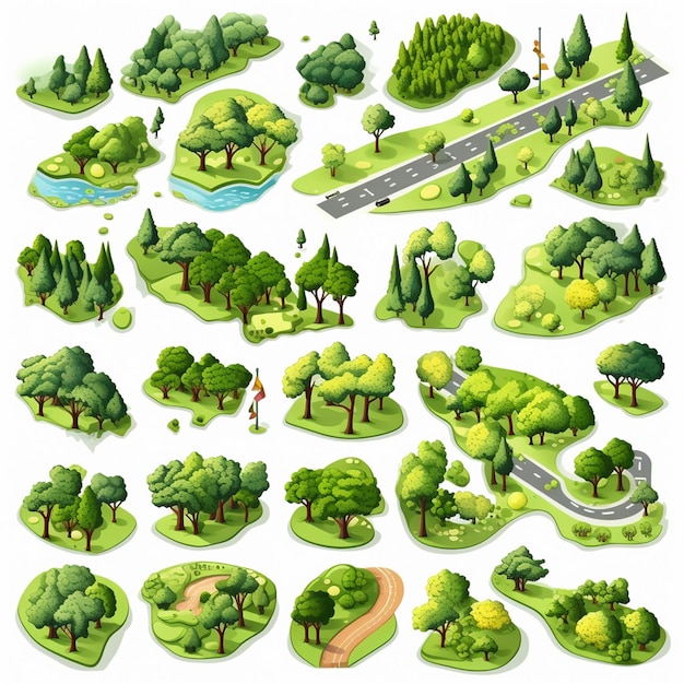 Isometric low poly village 3D rendering_3900