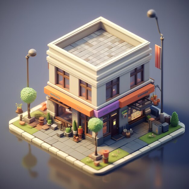 Photo isometric miniature candy shop