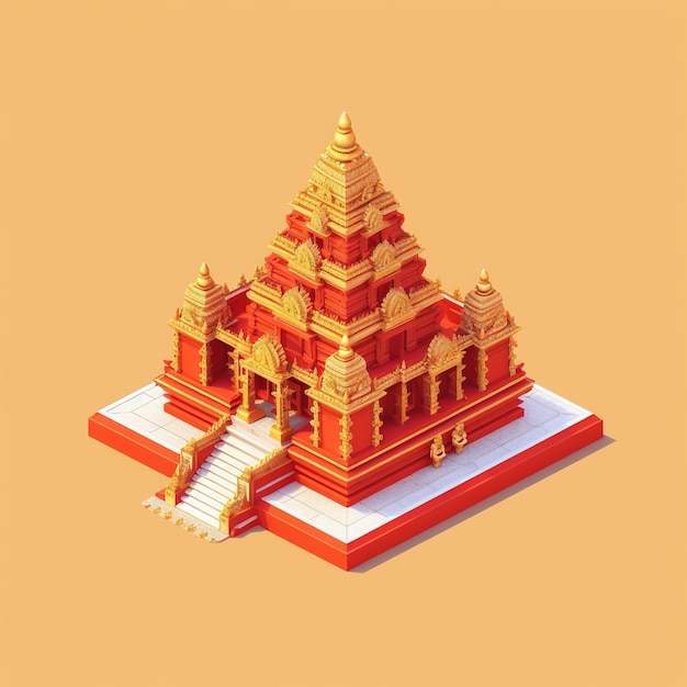 isometric miniature of Indian temple