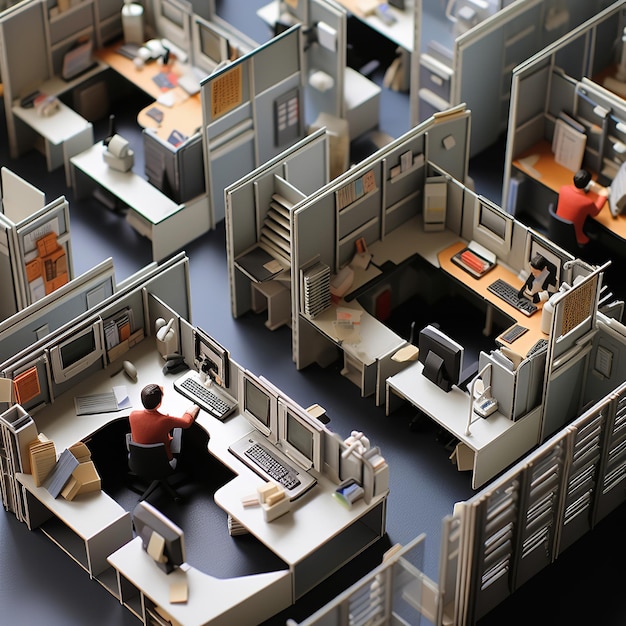 Isometric Miniature Office Cubicles