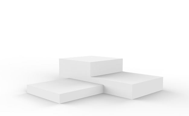 Isometric minimalistic view of podium with 3D empty shelf for product presentation