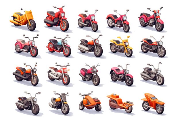 isometric motorcycle realistic illustration game asset