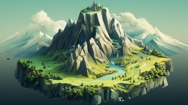 isometric mountain