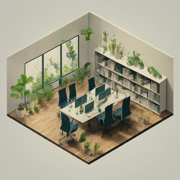 Photo isometric office background