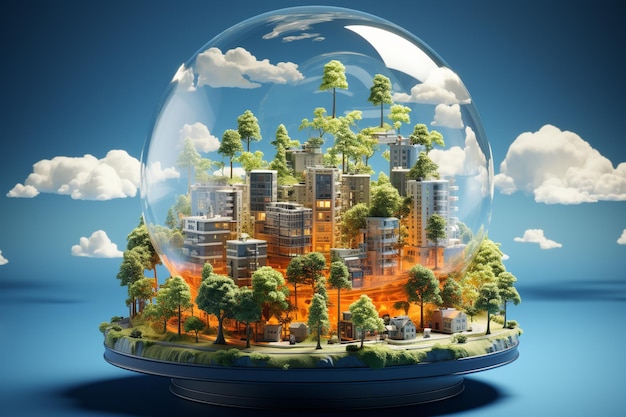 Isometric ozone layer illustration