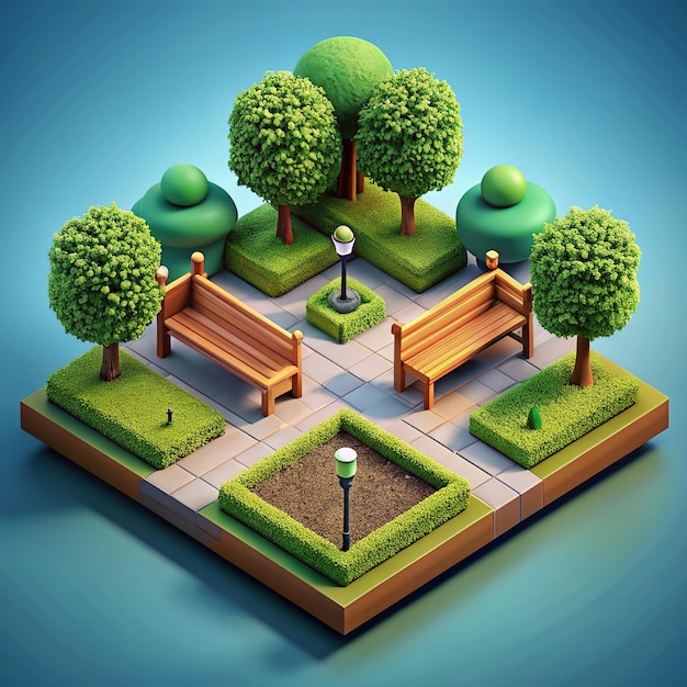 Photo isometric park