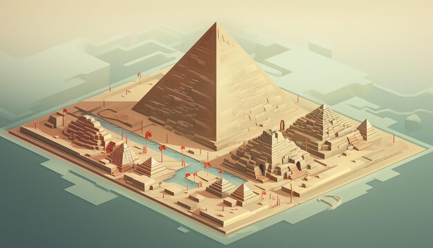 Isometric pyramids of giza creative illustration