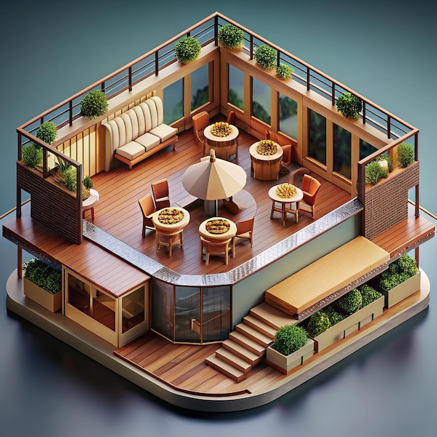 Photo isometric restaurant