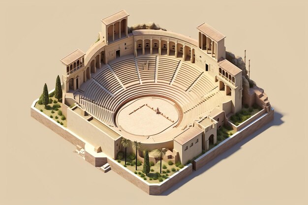 Isometric Roman theatre in Malaga City