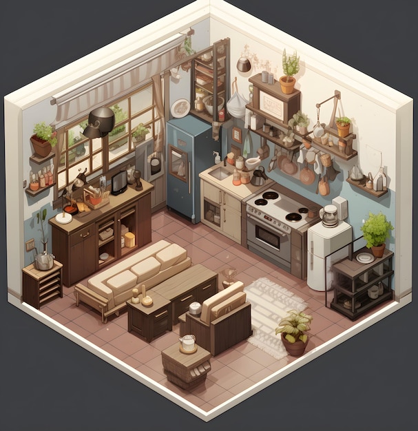 isometric room design