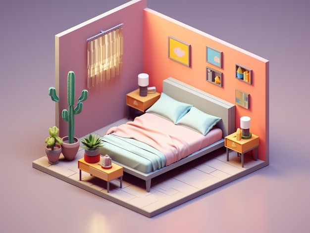 Isometric room interior