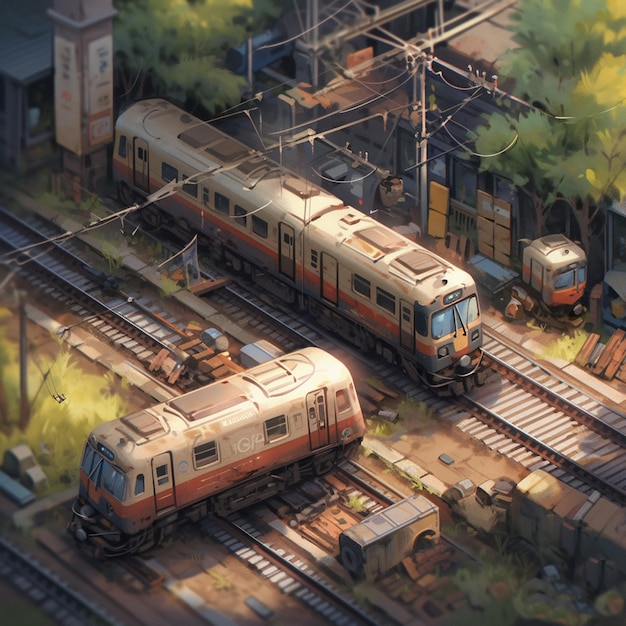 Photo isometric rust train station