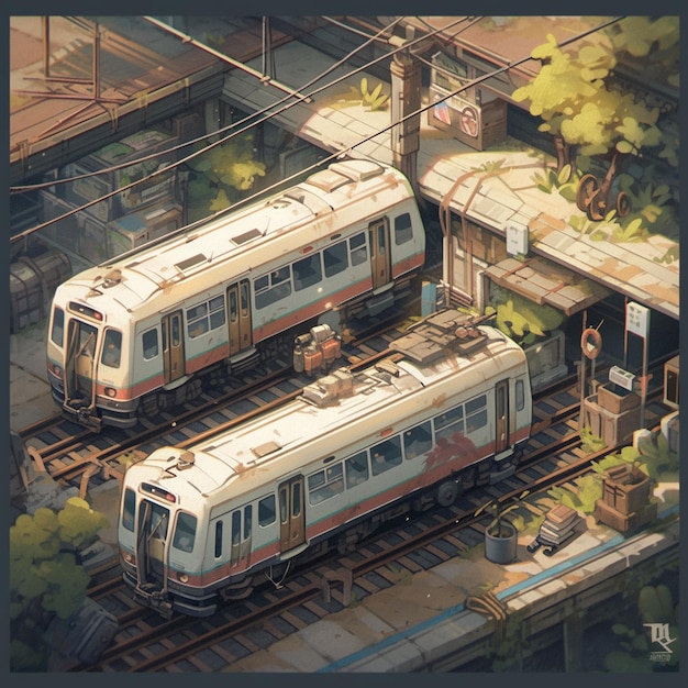 Photo isometric rust train station