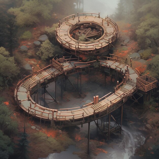 Photo isometric rusty bridge