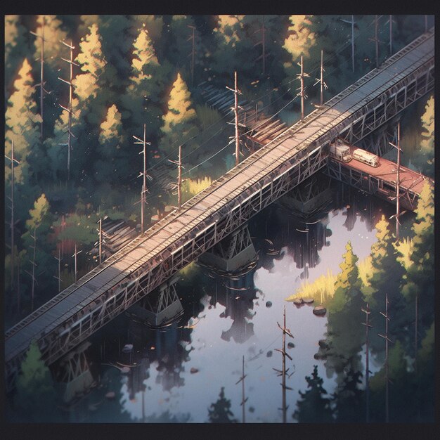 Photo isometric rusty bridge