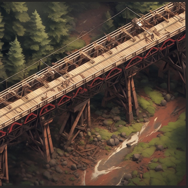 Photo isometric rusty bridge