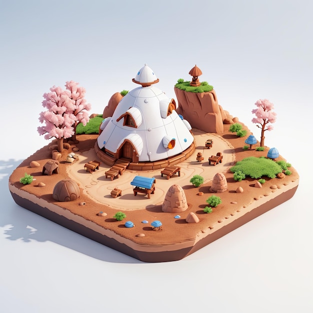 isometric scene miniature diaroma art side view