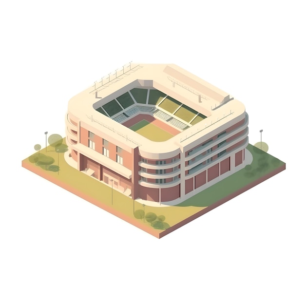 Isometric school or university building Isolated vector illustration in flat style