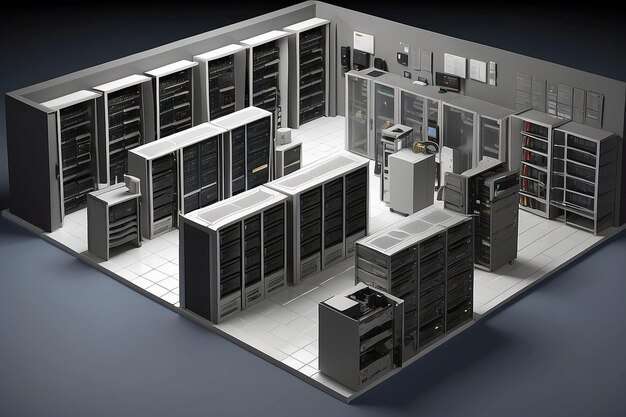 Isometric server room rack ar c v