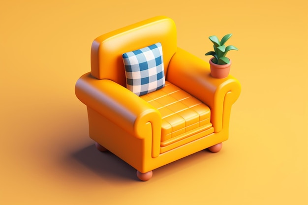 Isometric sofa 3d isolated render