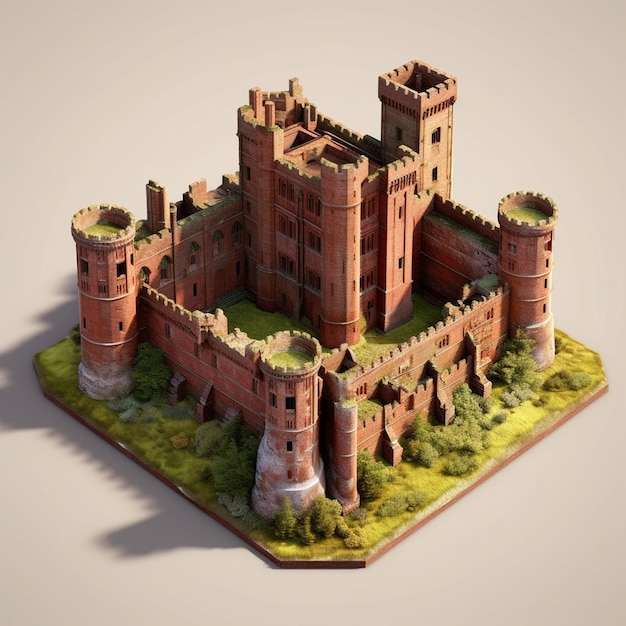 Foto castello di dover 3d stilizzato isometrico in collina