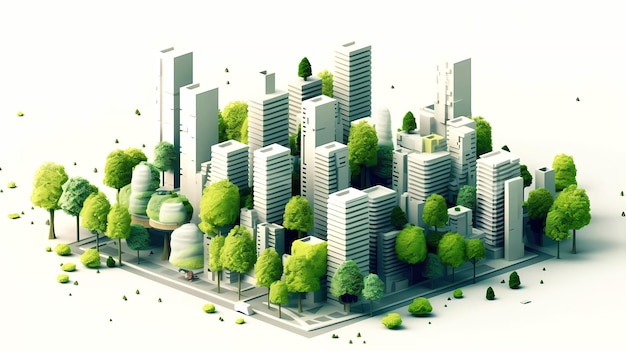 Isometric sustainable eco city Generative ai design