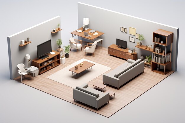 Isometric table 3d render