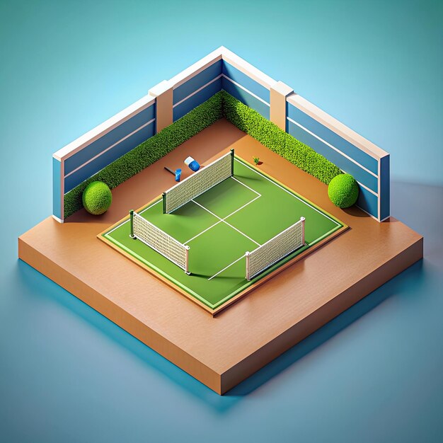 Photo isometric tennis court