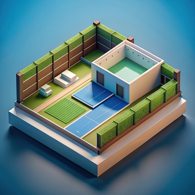 Photo isometric tennis court