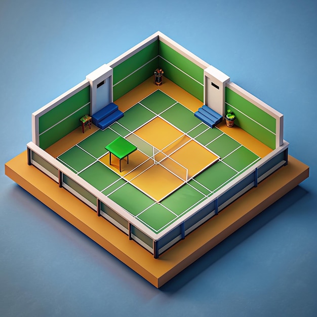 Photo isometric tennis court