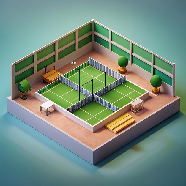 Photo isometric tennis court