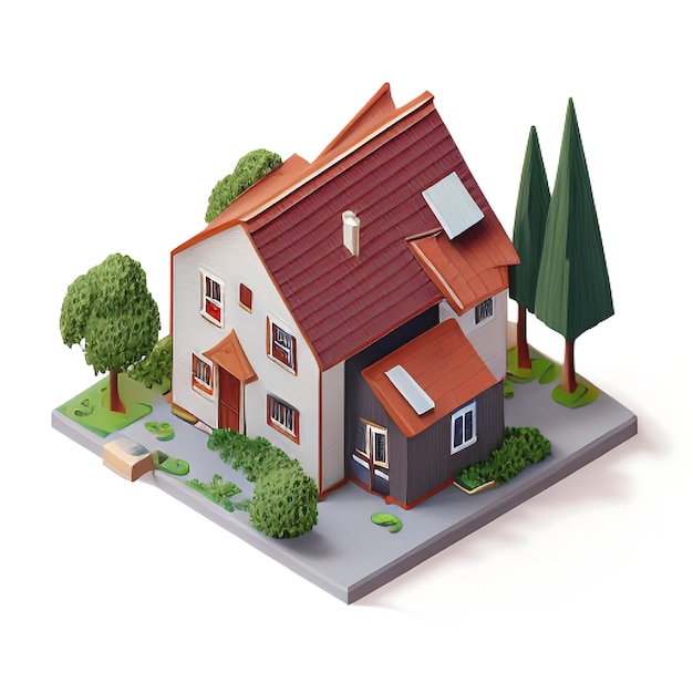 isometric view of a house on a white background