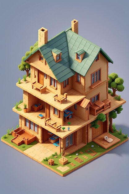 isometric view of house