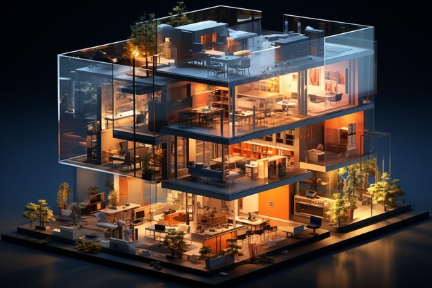 Photo isometric view of modern office building