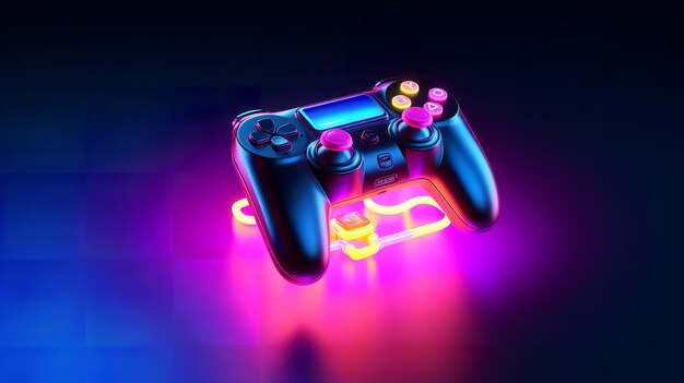 Isometric view neon smart game controller