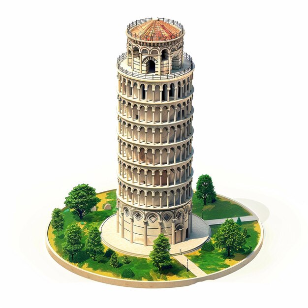 Isometric view of Tower of Pisa