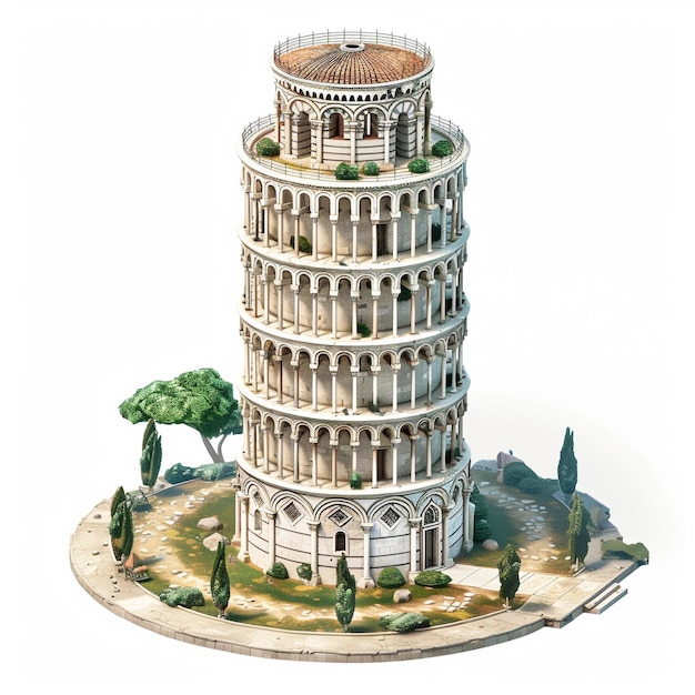 Isometric view of Tower of Pisa