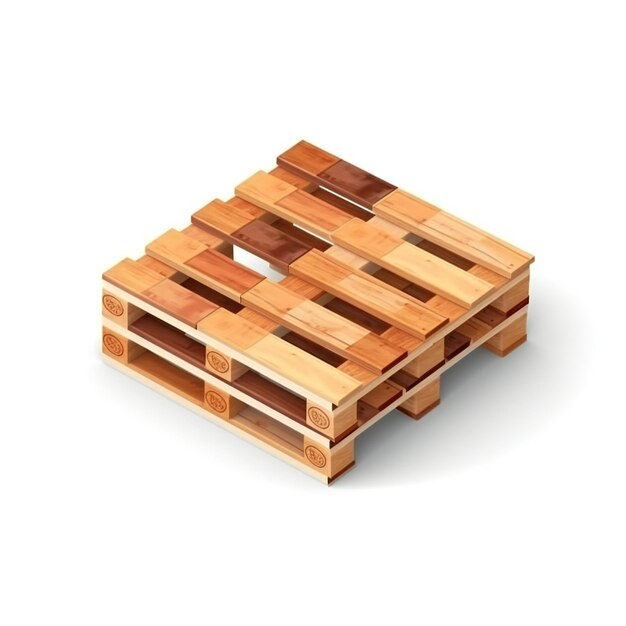 Isometric wooden pallet on white background