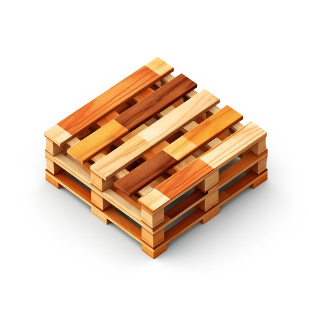 Photo isometric wooden pallet on white background