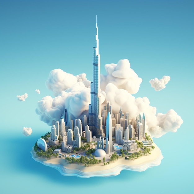 isometrische burj khalifa 3d voor achtergrond