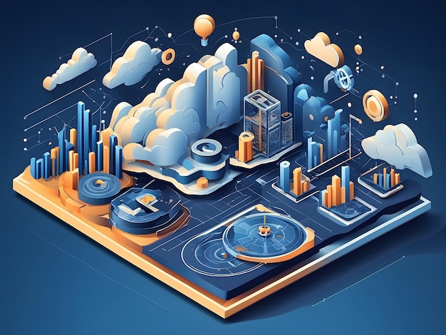 Isometrische data visualisatie illustratie