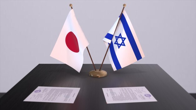 写真 イスラエルと日本国旗政治取引外交会談 政治とビジネス