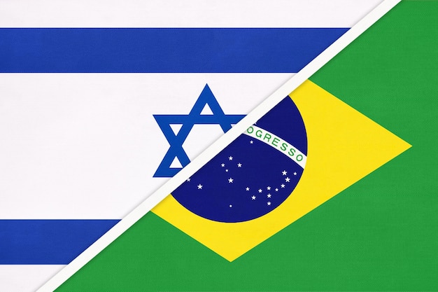 Israel and Brazil symbol of country Israeli vs Brazilian national flags