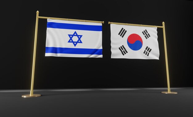 Israël en Zuid-Korea vlaggen Israël en Zuid-Korea markeren Israël en Zuid-Korea onderhandelingen