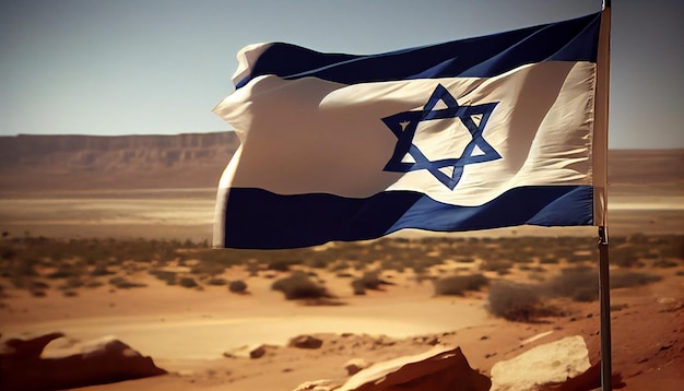 Israel flag in the desert AI Generative