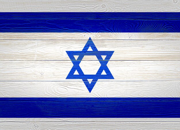 Israel flag painted on wooden planks