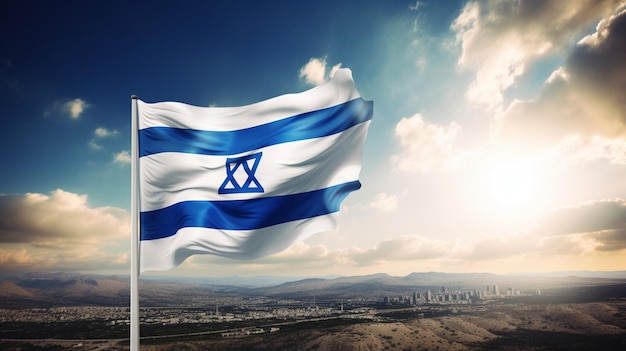 israel flag in the sky