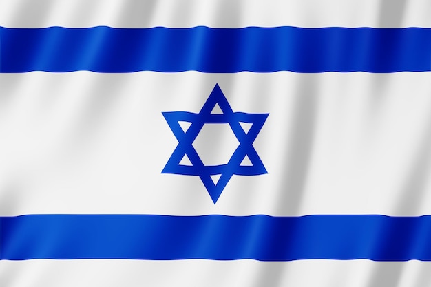 Israel flag waving in the wind.