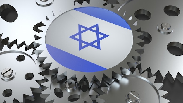 Israel flag with gears