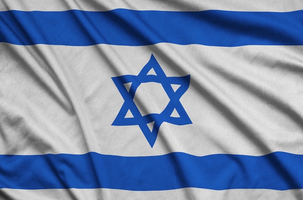 Israel flag with many folds. 